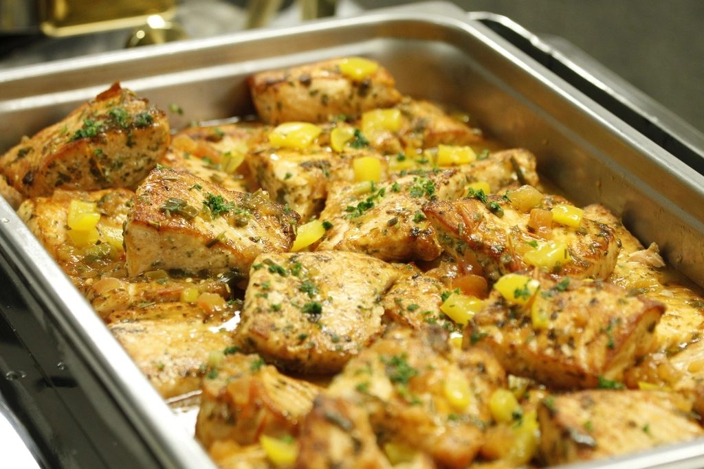 One-pan chicken and rice casserole fresh from the oven